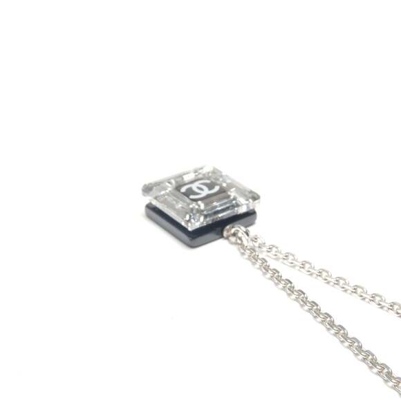 CHANEL Silver Logo Necklace